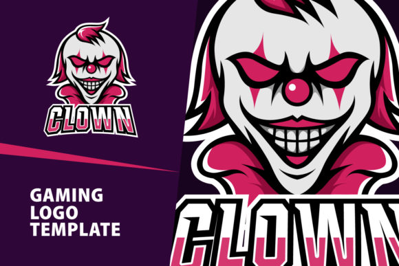 Clown Mascot Gaming Logo Design: Editable Text & Free Font