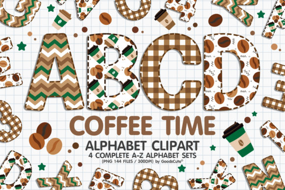 Coffee Time Alphabet Letters Sublimation for Creative Designs