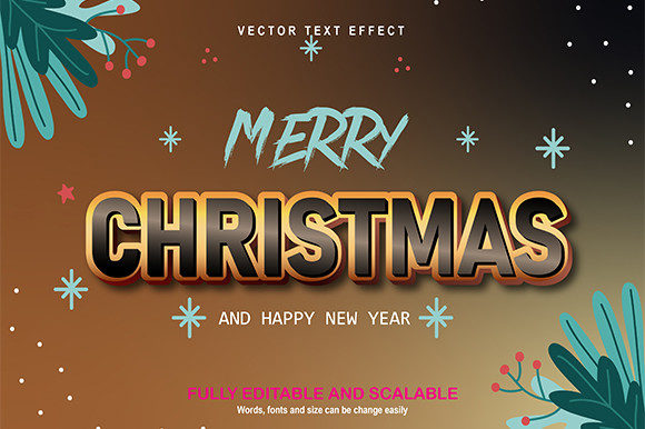 Festive 3D Christmas Editable Text Effect for Designs