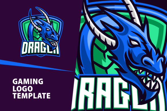 Green Dragon Mascot Gaming Logo Design