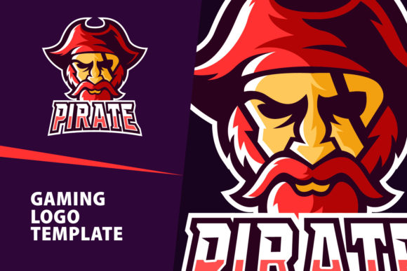 Pirate Mascot Gaming Logo Design: Bold & Editable