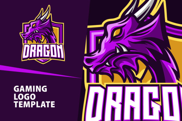 Purple Dragon Mascot Gaming Logo Design