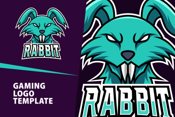 Rabbit Mascot Gaming Logo Design Vector Template