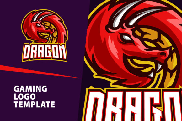 Red Dragon Mascot Gaming Logo Design