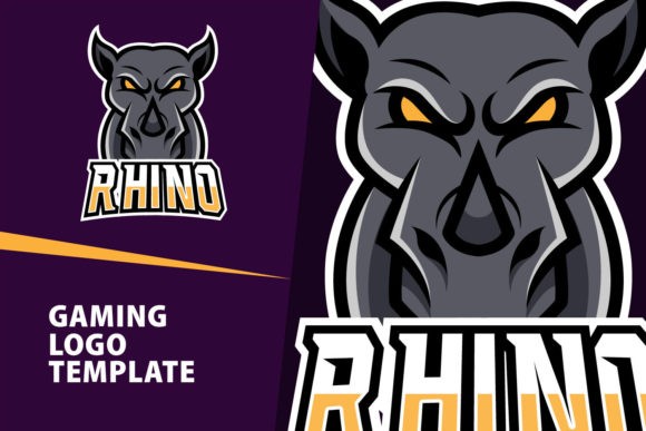 Rhino Mascot Gaming Logo: Bold Design & Free Font